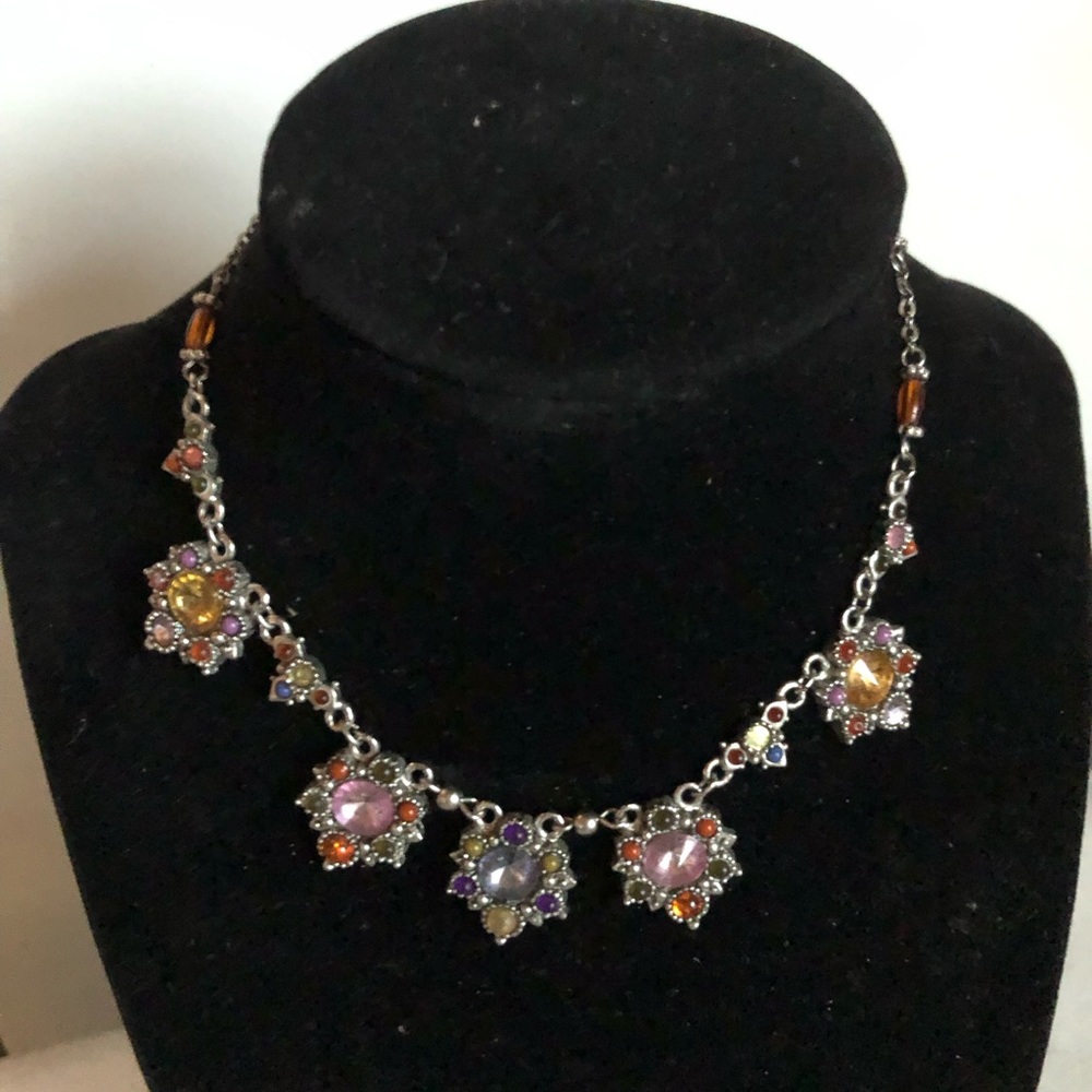 Vintage Boho Choker Necklace Pastel Crystals